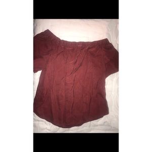 maroon off the shoulder top